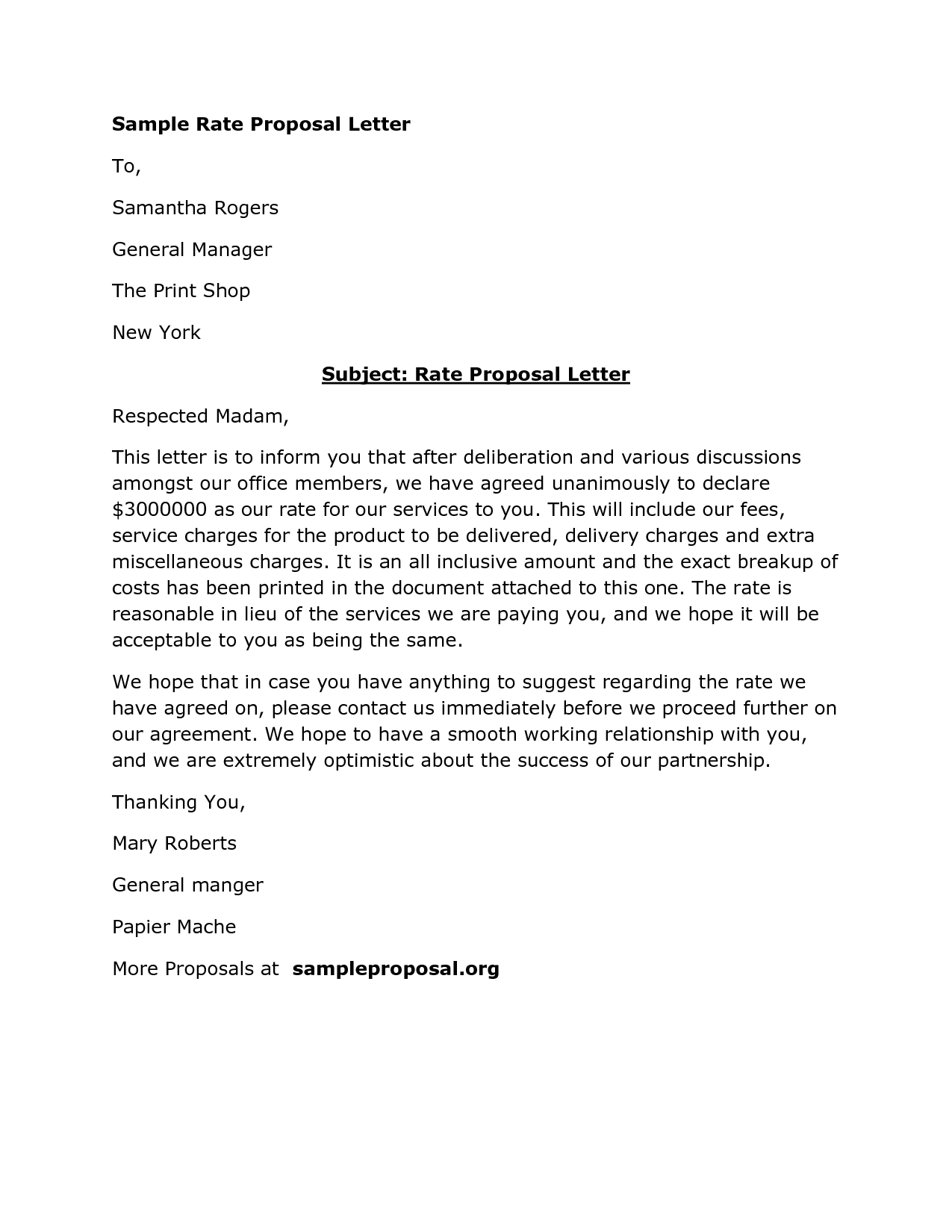Sample Proposal Letter  Imemexorg Zfibwbd