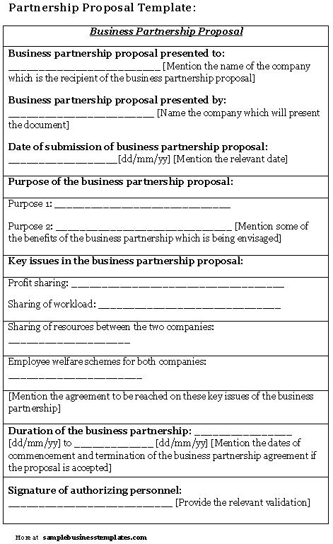 Business Partnership Proposal Template Sample Business Templates Qqlosgdz