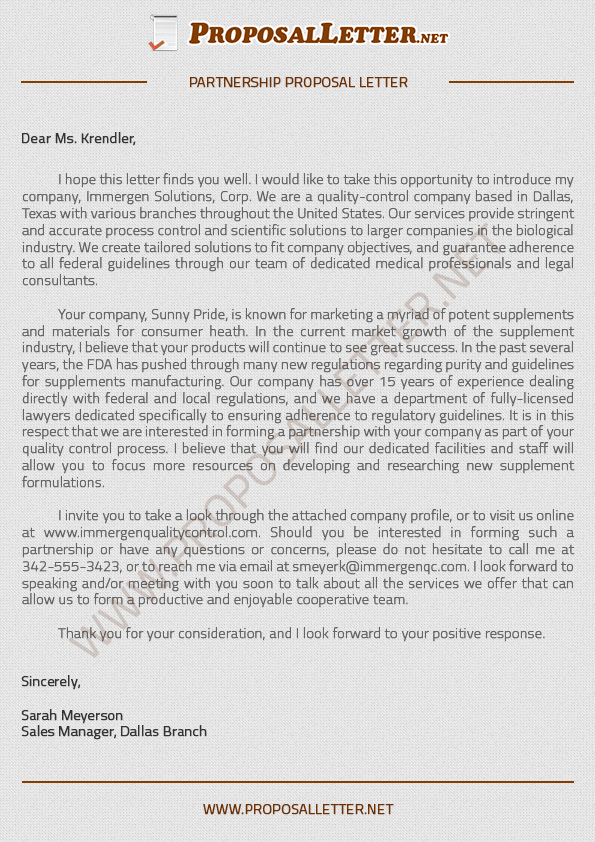 Partnership Proposal Letter Requirement Will Be Appropriate Rplwlphb