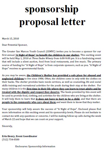 Business Proposal Letter Sponsorship Proposal Letter Bzwstrbn