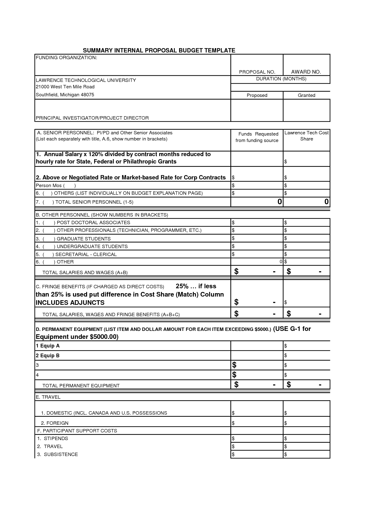 Grant Proposal Budget Template Invitation Templates Skuioi Oukkxnbg