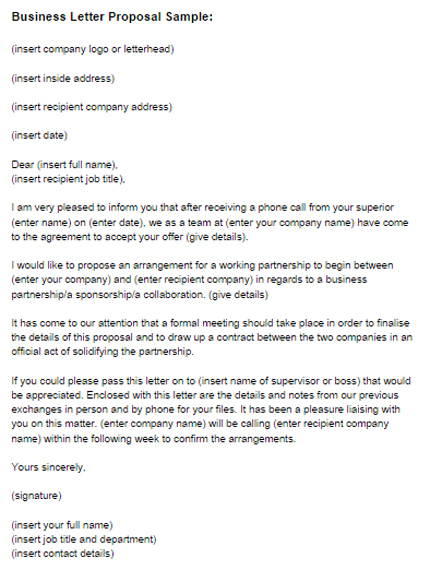 Business Letter Proposal Sample Just Letter Templates Acwve