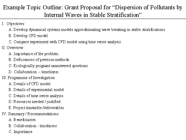 Example Topic Outline Grant Proposal For Dispersion Of Bubklt